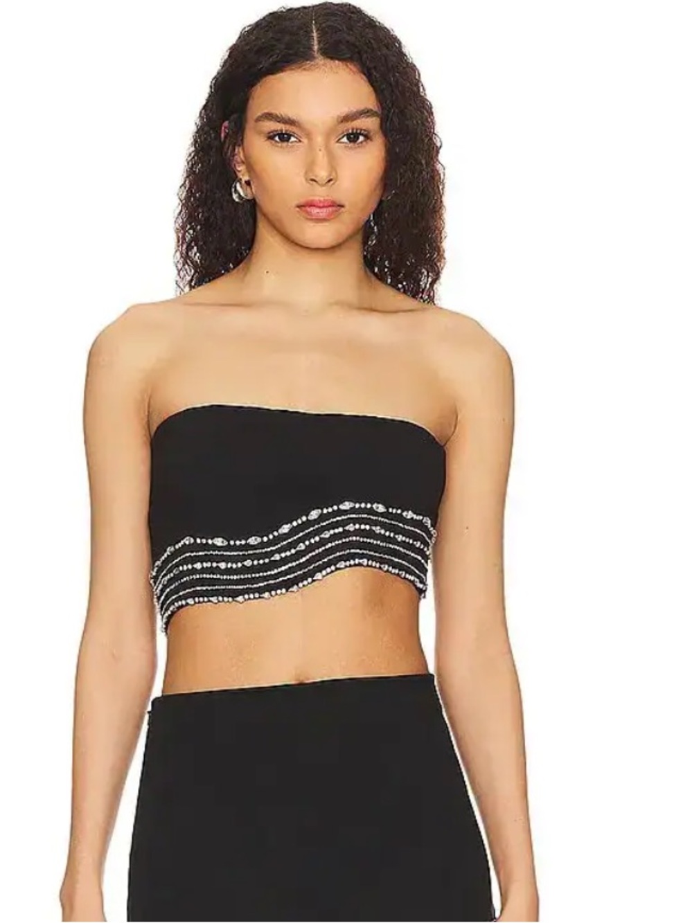 NBD Bruna Embellished Bra Top Black Size Large